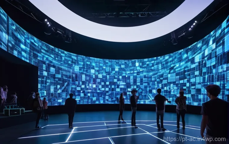 현존 기반 공연 접근법의 사용자 경험 디자인 - **A Seamless Festival Experience:**
    A vibrant, wide-angle shot of a diverse crowd of young adult...