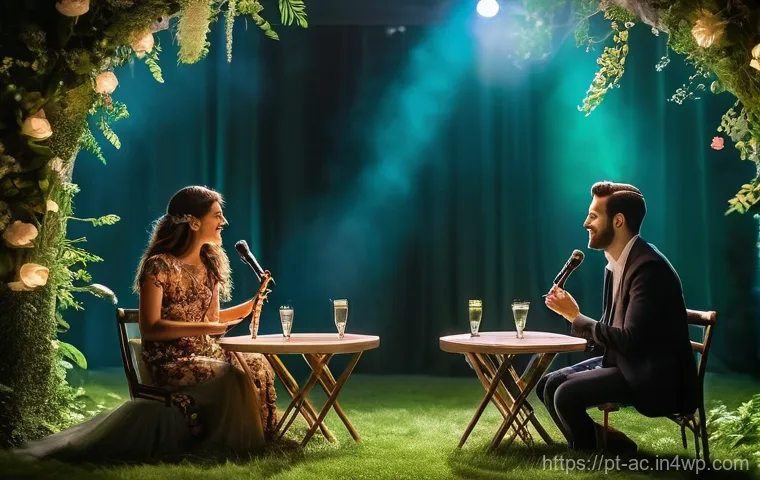 현존 기반 공연 접근법을 활용한 성공적인 공연 기획 - **Prompt:** A magical and immersive indoor event space transformed into an enchanting forest. Soft, ...