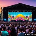 Home 18 현존 기반 공연 접근법의 참여자 경험 조사 - A vibrant live music festival scene in São Paulo, Brazil, showcasing a large crowd enjoying an open-...